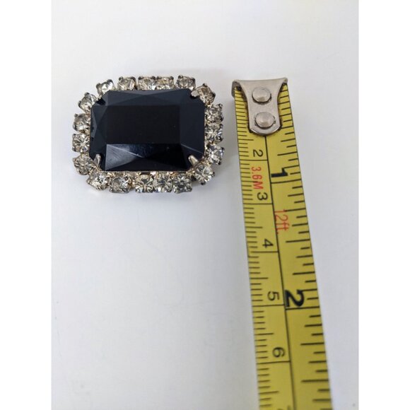 Rhinestone Brooch with Black Stone Centre Accent - Picture 5 of 10